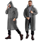 Дощовик жіночий чоловічий плащ, плащ накидка від дощу, чоловічий жіночий дощовик на кнопках Hechpro 1030 сірий, фото 6