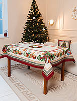 Скатертина Новорічна гобеленова 140х180 см.Premium святкова скатертина JOUETS
