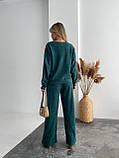 Зелений утеплений жіночий костюм і ангори в рубчик на ґудзиках, фото 7