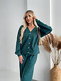 Зелений утеплений жіночий костюм і ангори в рубчик на ґудзиках, фото 5