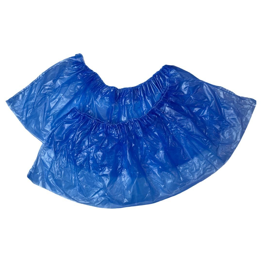 Бахіли поліетиленові 3 грама (пара) 13 мкм 40*14 см 100 шт (50 пар) блакитні, фото 1