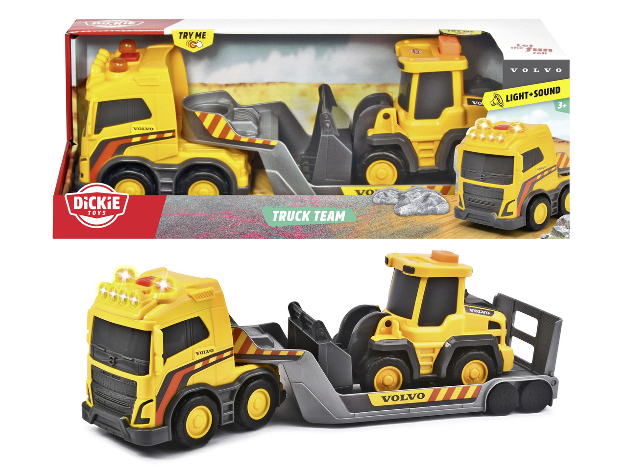 Ігровий набір Dickie Toys Вантажівка Вольво з причепом і навантажувачем 32 см (3725009)
