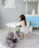 Дерев'яний столик хмаринка із шухлядою 54х68х50 і стільчик метелик 26.5х26х25, стіл та стілець для дівчинки, білий, фото 9