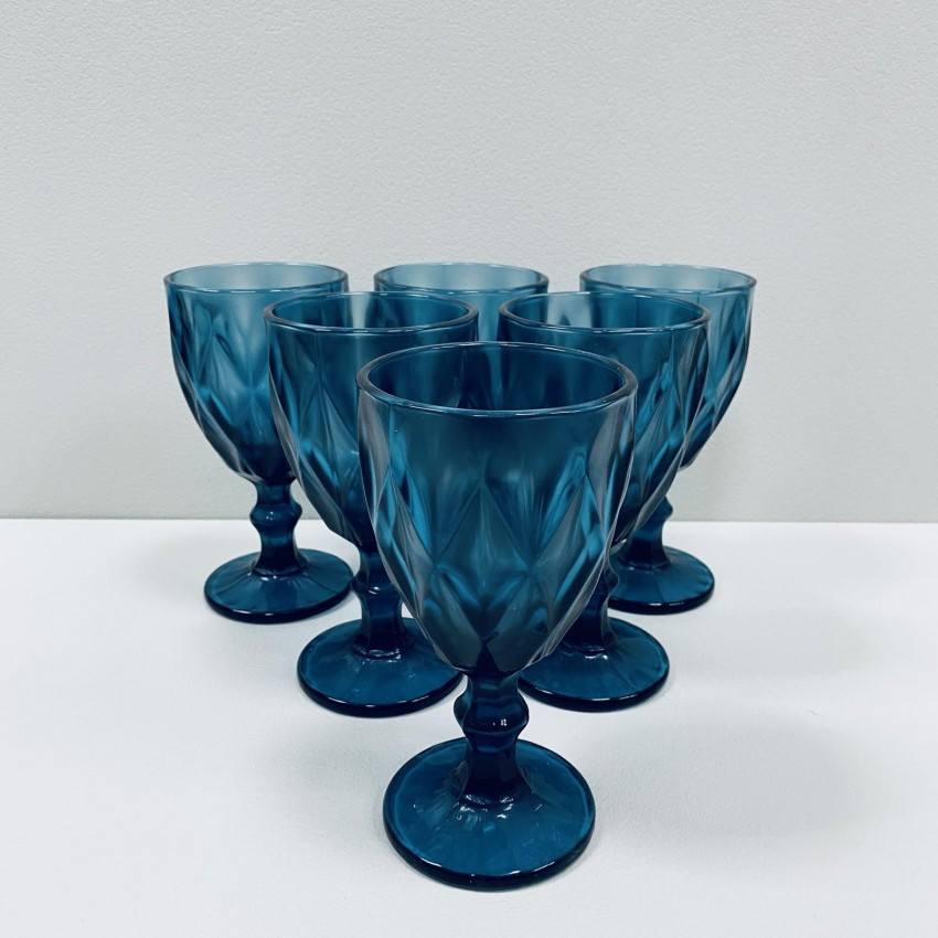 Набір скляних келихів для вина 6 шт 310 мл A-Plus 9052 Blue, фото 1