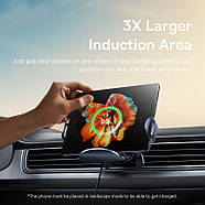 Автомобільний тримач для телефона з бездротовою зарядкою BASEUS LightChaser Series Triple-Coil (чорний), фото 4