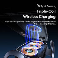 Автомобільний тримач для телефона з бездротовою зарядкою BASEUS LightChaser Series Triple-Coil (чорний), фото 6
