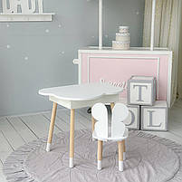 Дитячий столик хмаринка з ящиком 54х68х50 і стільчик метелик 26.5х26х25, стіл та стілець для дівчинки, білий, фото 7