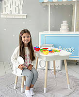 Дитячий столик хмаринка з ящиком 54х68х50 і стільчик метелик 26.5х26х25, стіл та стілець для дівчинки, білий, фото 9