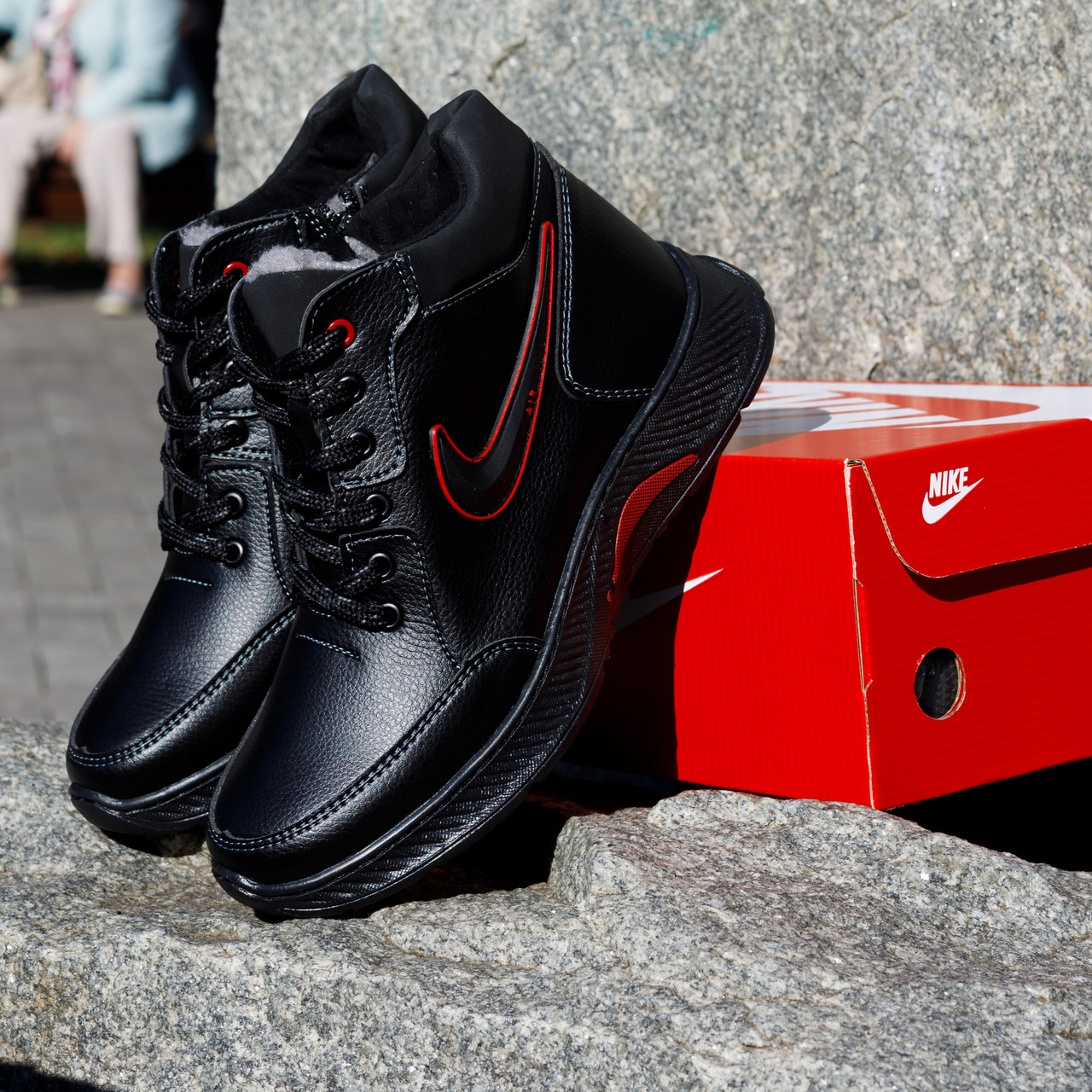 АКЦІЯ! ЗИМОВІ Чоловічі черевики кросівки Nike чорні з хутром