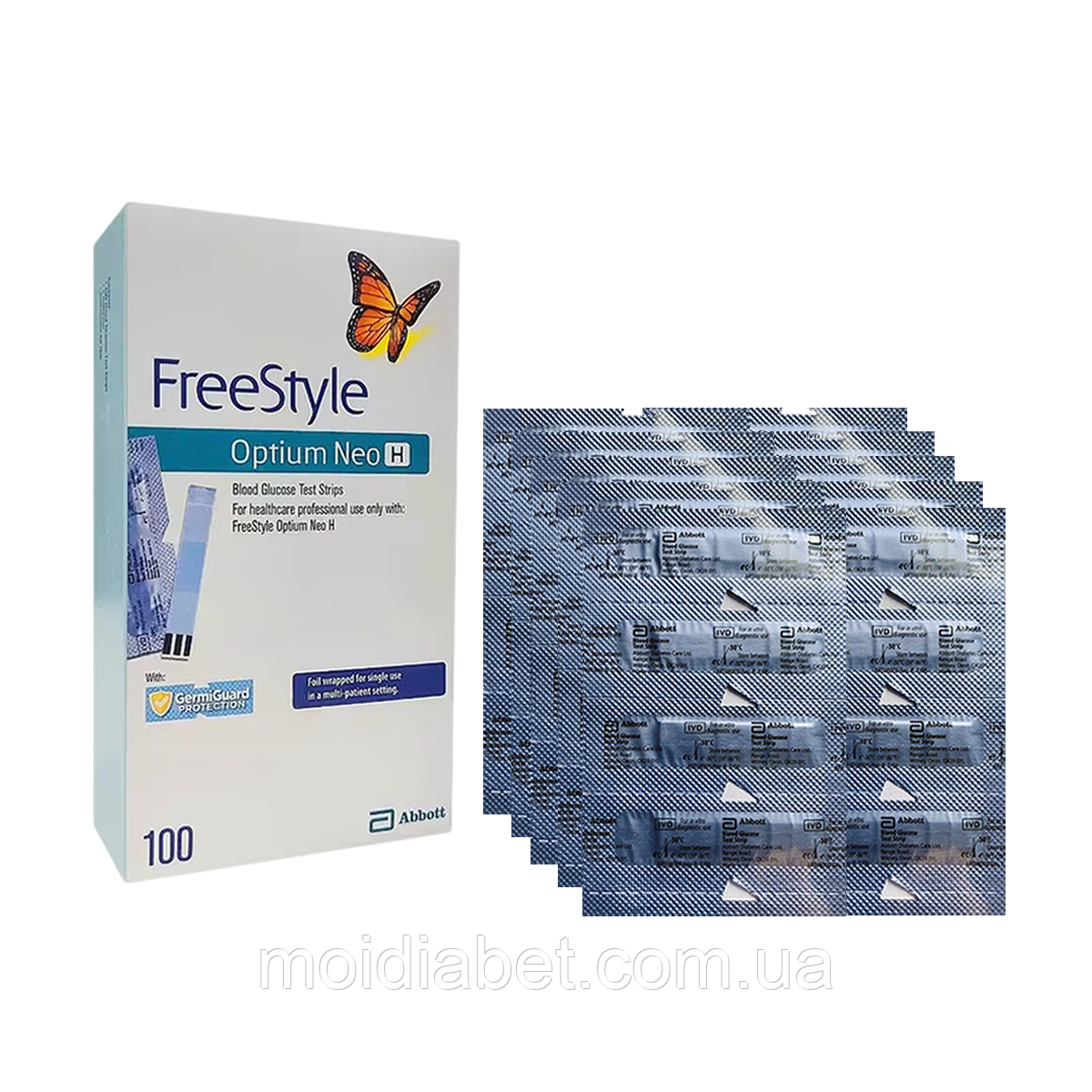 Тест смужки FreeStyle Optium Neo H 100 — 1000 штук
