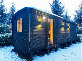 Дерев'яна мобільна Баня-Квадро "Трансформер" 7 метрів. Стіл трансформується у ліжко