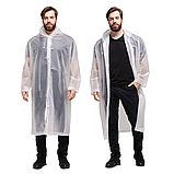 Дощовик жіночий чоловічий плащ, плащ накидка від дощу, чоловічий жіночий дощовик на кнопках Hechpro 1030 білий, фото 5