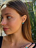 Van Cleef набір - сережки, підвіска, браслет, кільце / блакитна емаль / лимонне золото AU 750, фото 3