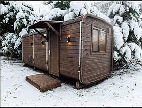 Дерев'яна мобільна Баня-Квадро"Беверен" 6 м (вільха, з котелом на дровах)