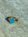 Van Cleef набір - сережки, підвіска, браслет, кільце / блакитна емаль / лимонне золото AU 750, фото 8