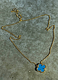 Van Cleef набір - сережки, підвіска, браслет, кільце / блакитна емаль / лимонне золото AU 750, фото 9