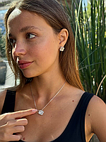 Van Cleef набір 3 предмети — сережки, підвіска, браслет / натуральний перламутр, біле золото