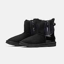 Зимові Жіночі Черевики UGG Mini Double Zip Black Lacquer / УГГ Міні Дабл Зіп Лакер Чорні, фото 5