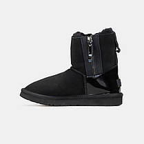 Зимові Жіночі Черевики UGG Mini Double Zip Black Lacquer / УГГ Міні Дабл Зіп Лакер Чорні, фото 4