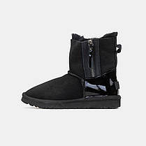 Зимові Жіночі Черевики UGG Mini Double Zip Black Lacquer / УГГ Міні Дабл Зіп Лакер Чорні, фото 3