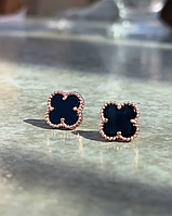 Van Cleef набір 2 предмети сережки гвоздики та браслет / чорні / рожеве золото / проба, гравіювання