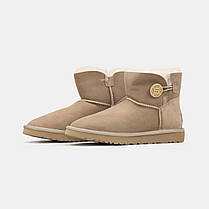 Зимові Жіночі Черевики UGG Bailey Button Ginger Mini Beige / УГГ Бейлі Баттон Джинджер Міні Бежеві, фото 5