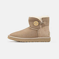 Зимові Жіночі Черевики UGG Bailey Button Ginger Mini Beige / УГГ Бейлі Баттон Джинджер Міні Бежеві, фото 3
