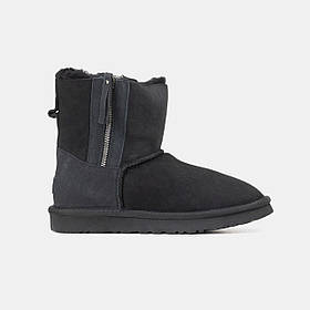 Зимові Жіночі Черевики UGG Mini Double Zip Black / УГГ Міні Дабл Зіп Чорні