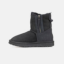 Зимові Жіночі Черевики UGG Mini Double Zip Black / УГГ Міні Дабл Зіп Чорні, фото 4