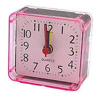 Будильник А0508 Кубик 6*6*2,8см рожевий, настільний будильник, годинник з будильником