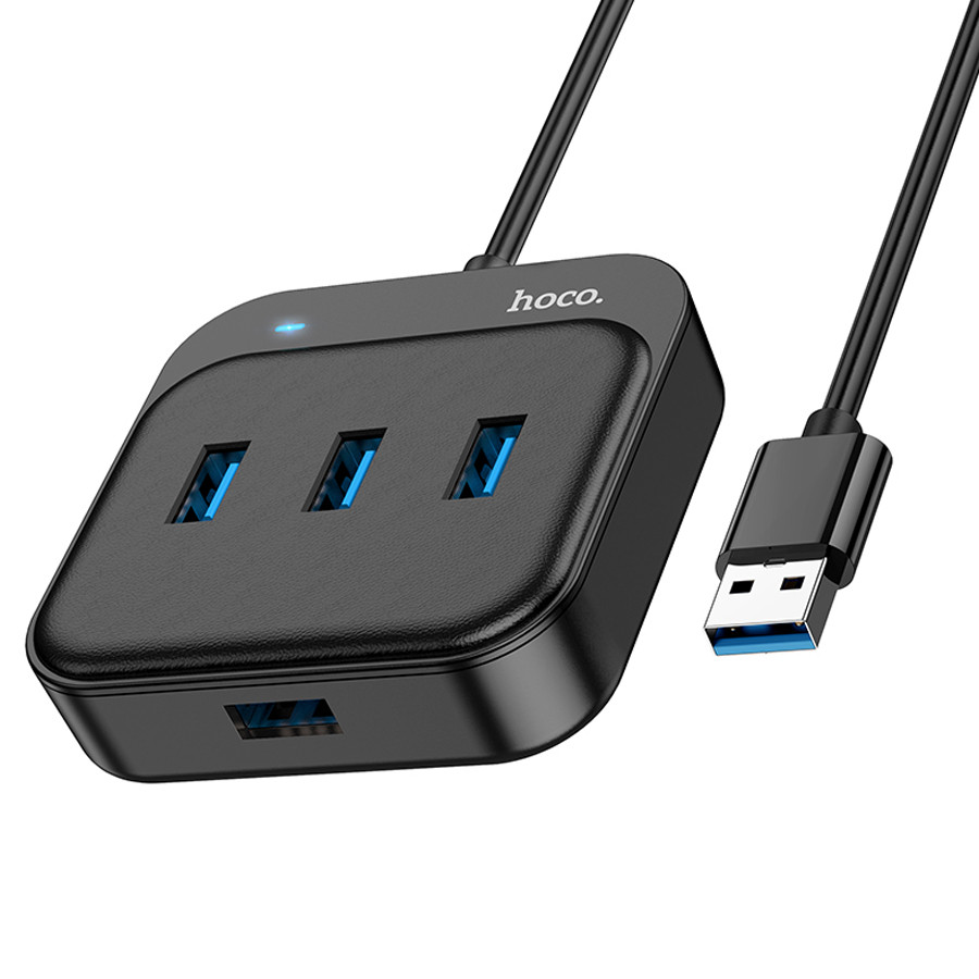 Хаб USB Hoco HB31 Easy 4-in-1 converter (USB to USB3.0 + 3*USB2.0) (L=1.2м) чорний