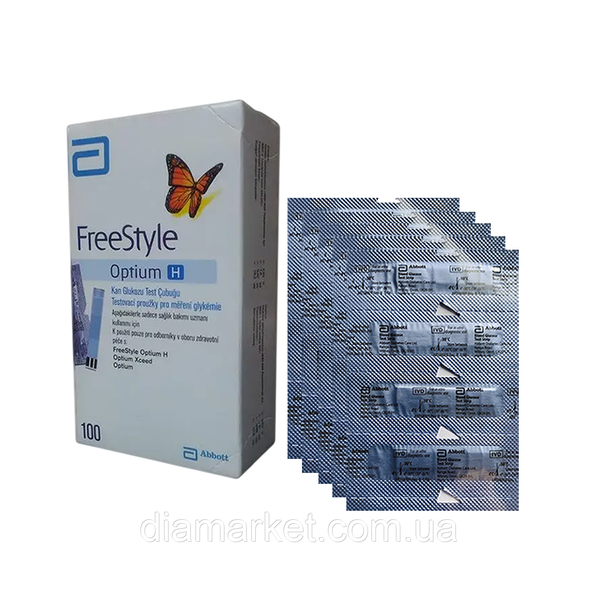 Тест-смужки FreeStyle Optium H 100 шт. (Фристайл Оптіум H)/500 штук