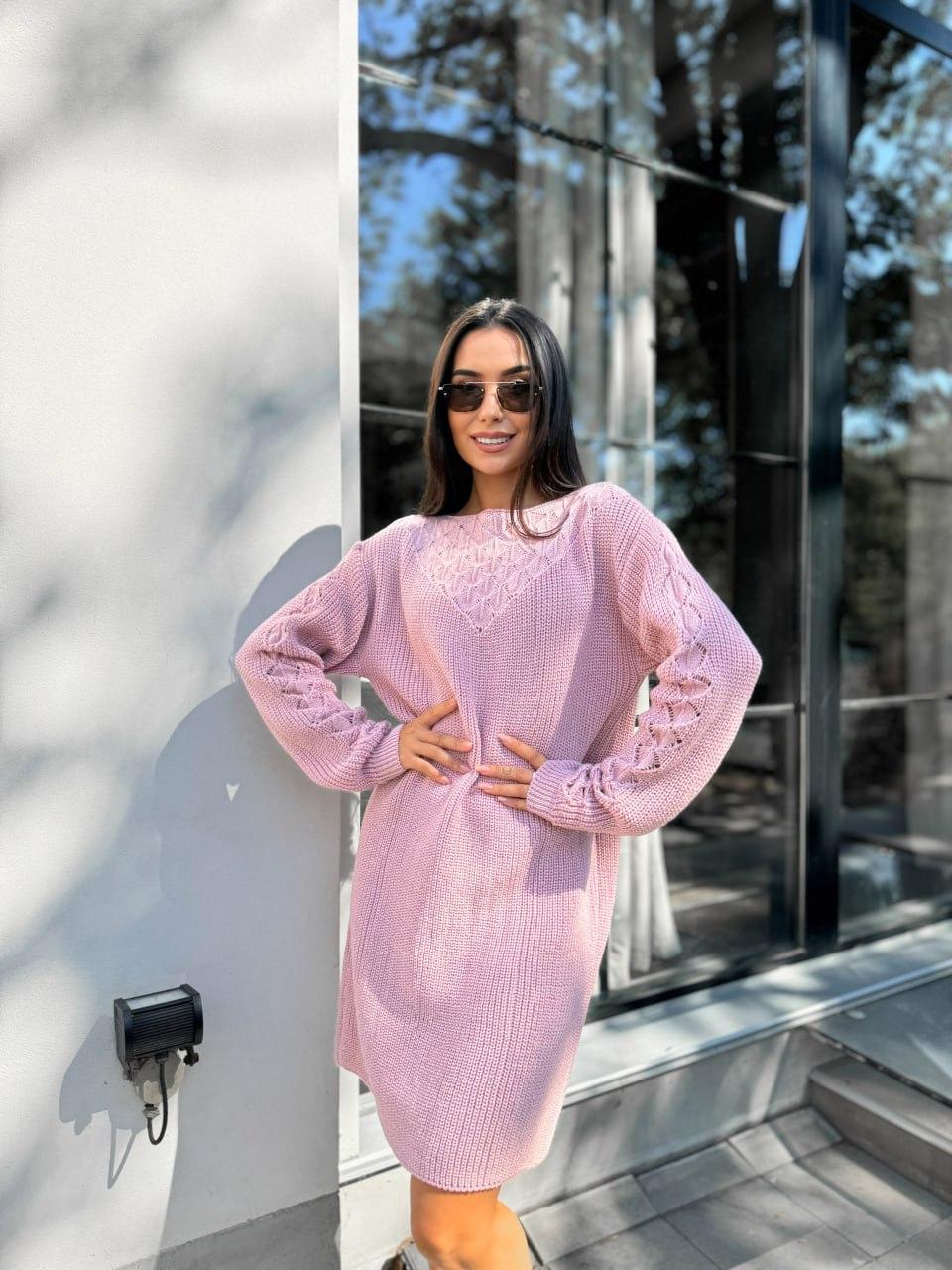 Тепла жіноча сукня з довгим рукавом в'язана Smmod9231