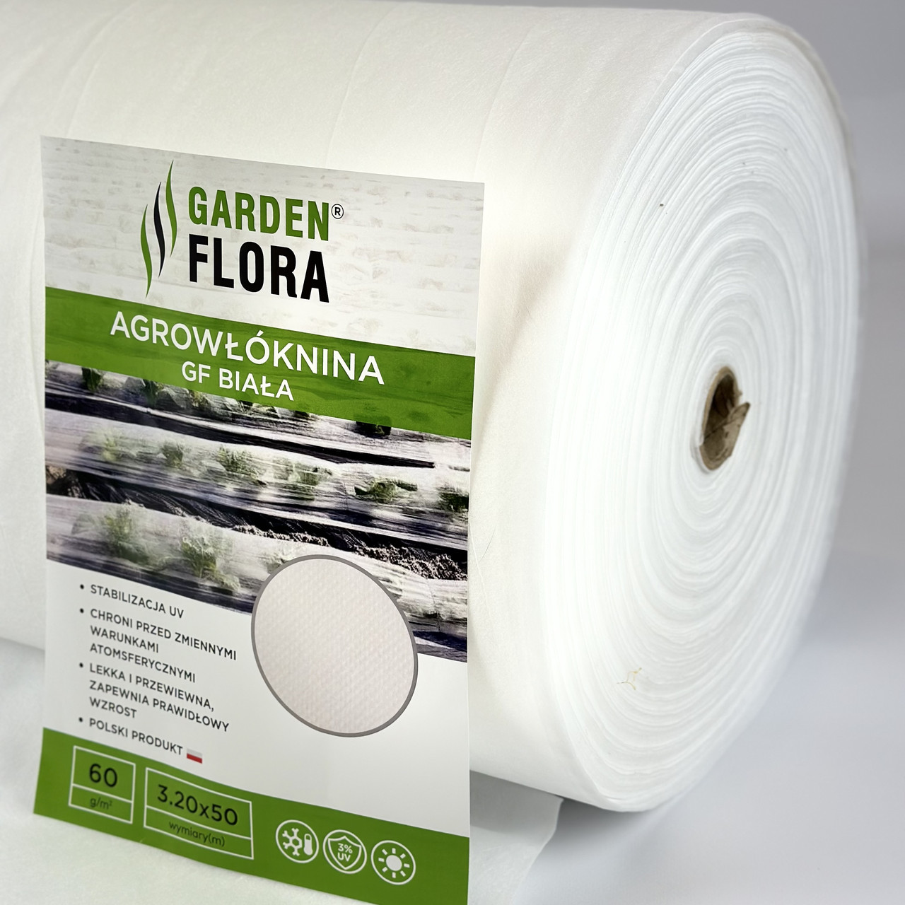 Агроволокно Garden Flora 60 г/м2 3.20м 50м Біле Агроволокно для теплиці Якісне агроволокно, фото 1