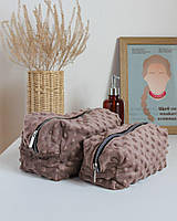 Женская большая плюшевая косметичка с подкладкой "Gentle Touch" коричневая