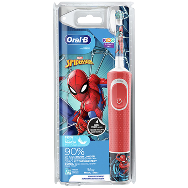 Електрична зубна щітка Oral-B D100 Vitality Kids Extra Soft Marvel "Spider-Man"
