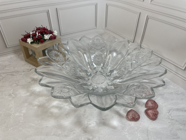 Велика скляна тарілка-блюдо Helios Star Lotus для фруктів 32 см (HD-2017-3), фото 1