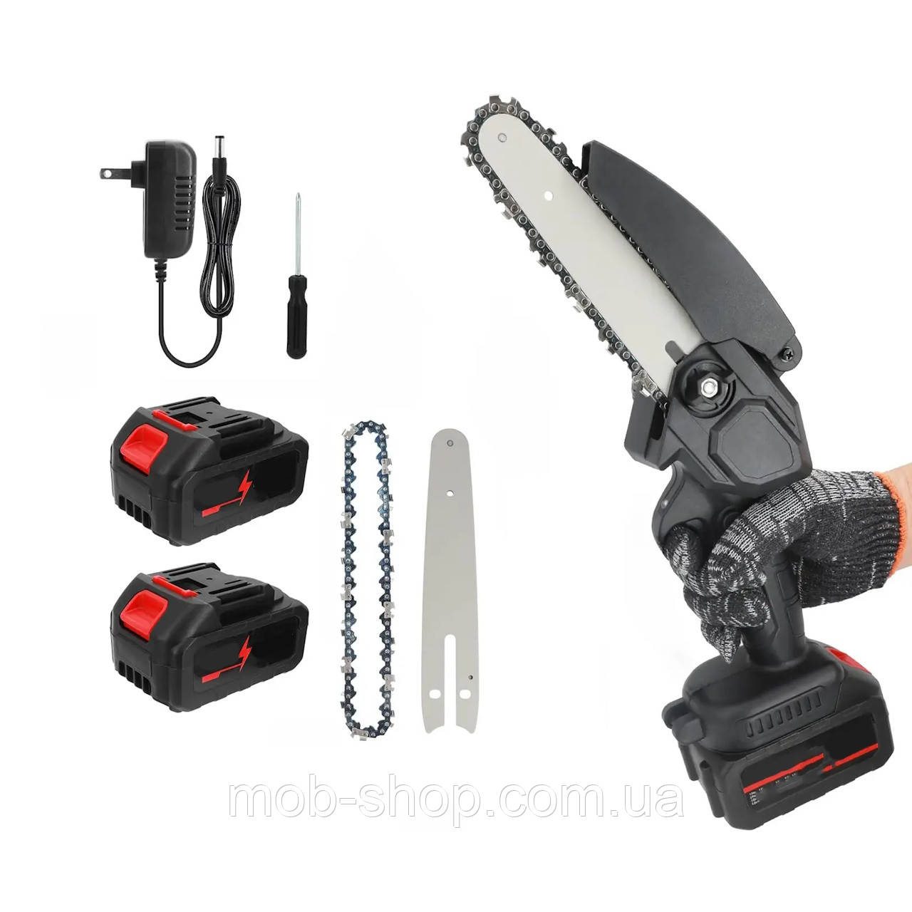 Акумуляторна пила з шиною 6" та 2 акумуляторами Mini Electric Chainsaw міні пила в кейсі, фото 1