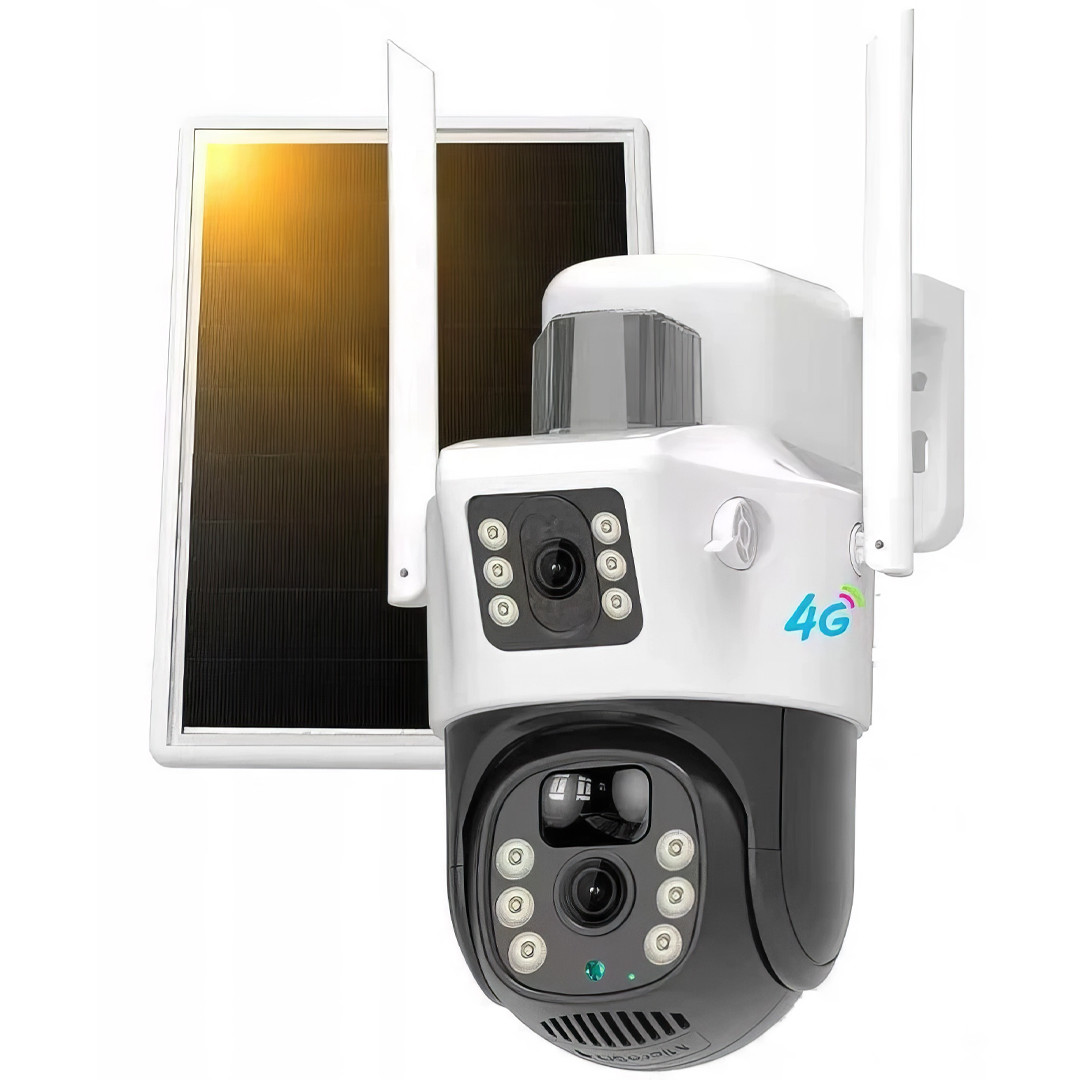 Вулична 4G камера із сонячною панеллю та двома об'єктивами SOLAR T22 Портативна IP камера 4Мп, фото 1