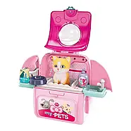 Ігровий набір рюкзак з вихованцем Грумінг салон (тварина, аксесуари, полички, у валізі) 008-967 B-2, фото 3