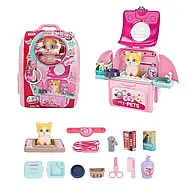 Ігровий набір рюкзак з вихованцем Грумінг салон (тварина, аксесуари, полички, у валізі) 008-967 B-2, фото 5