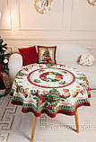 Скатертина Новорічна гобеленова Premium Ø140 см. на круглий стіл, фото 3