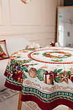 Скатертина Новорічна гобеленова Premium Ø140 см. на круглий стіл, фото 5