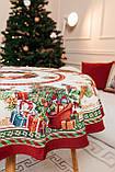 Скатертина Новорічна гобеленова Premium Ø140 см. на круглий стіл, фото 6