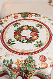 Скатертина Новорічна гобеленова Premium Ø140 см. на круглий стіл, фото 8