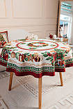 Скатертина Новорічна гобеленова Premium Ø140 см. на круглий стіл, фото 2
