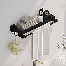 Настінна вішалка-полиця для рушників у ванну кімнату Simple Towel RACK YH6614 Чорний