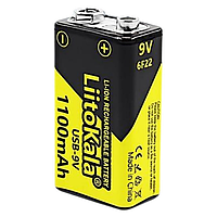 Акумулятор літій-іонний LiitoKala 6F22 1100mAh 9V (USB-Type-C) 1шт/уп, Перезаряджувана батарейка 9 В