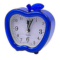 Будильник R0406 "Яблуко" на ніжках 10*10*3,5см синій, настільний будильник, годинник з будильником