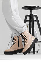 Жіночі Зимові Черевики Dr. Masrtens Jadone Patent Beige / Доктор Мартінс Жадон Патент Бежеві з Хутром, фото 5